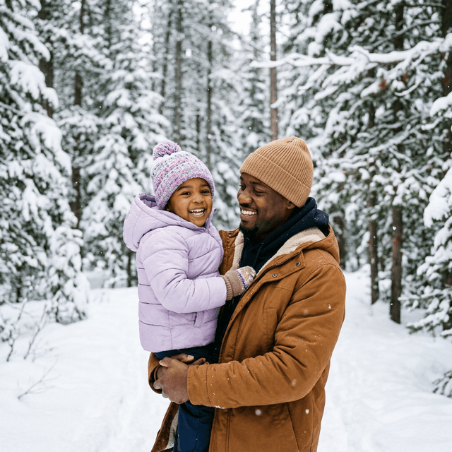 Father and child in the snow